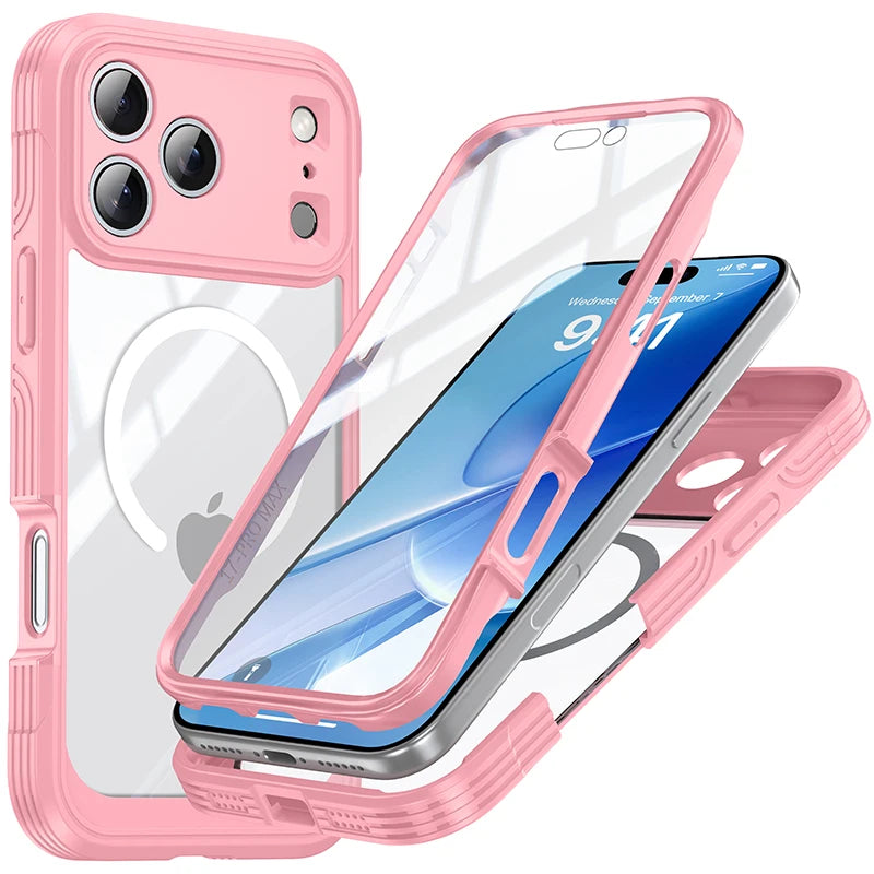 Magnetic MagSafe Case for iPhone 17 Pro Max Air Wireless Charging Back Cover 360 ¡ã   Fully Protected Double-sided Transparent	