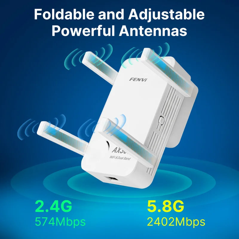 3000Mbps WiFi 6 Repeater AX3000 Signal Booster 5G 2.4G 802.11ac Gigabit Long Range WiFi Extender Amplifier	