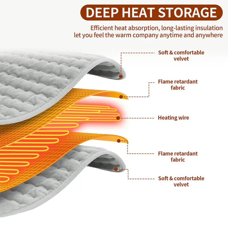 30*60cm Electric Heating Pad 9 Levels Heated Blanket Washable Winter Warmer Mat Heater For Back Neck Shoulder Legs	