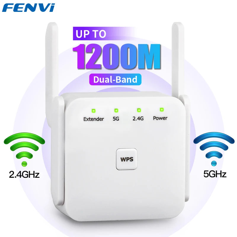 1200Mbps 5G WiFi Repeater AC1200 Wi-Fi Extender Amplifier 2.4G Wi-Fi Signal Booster Long Range Network	