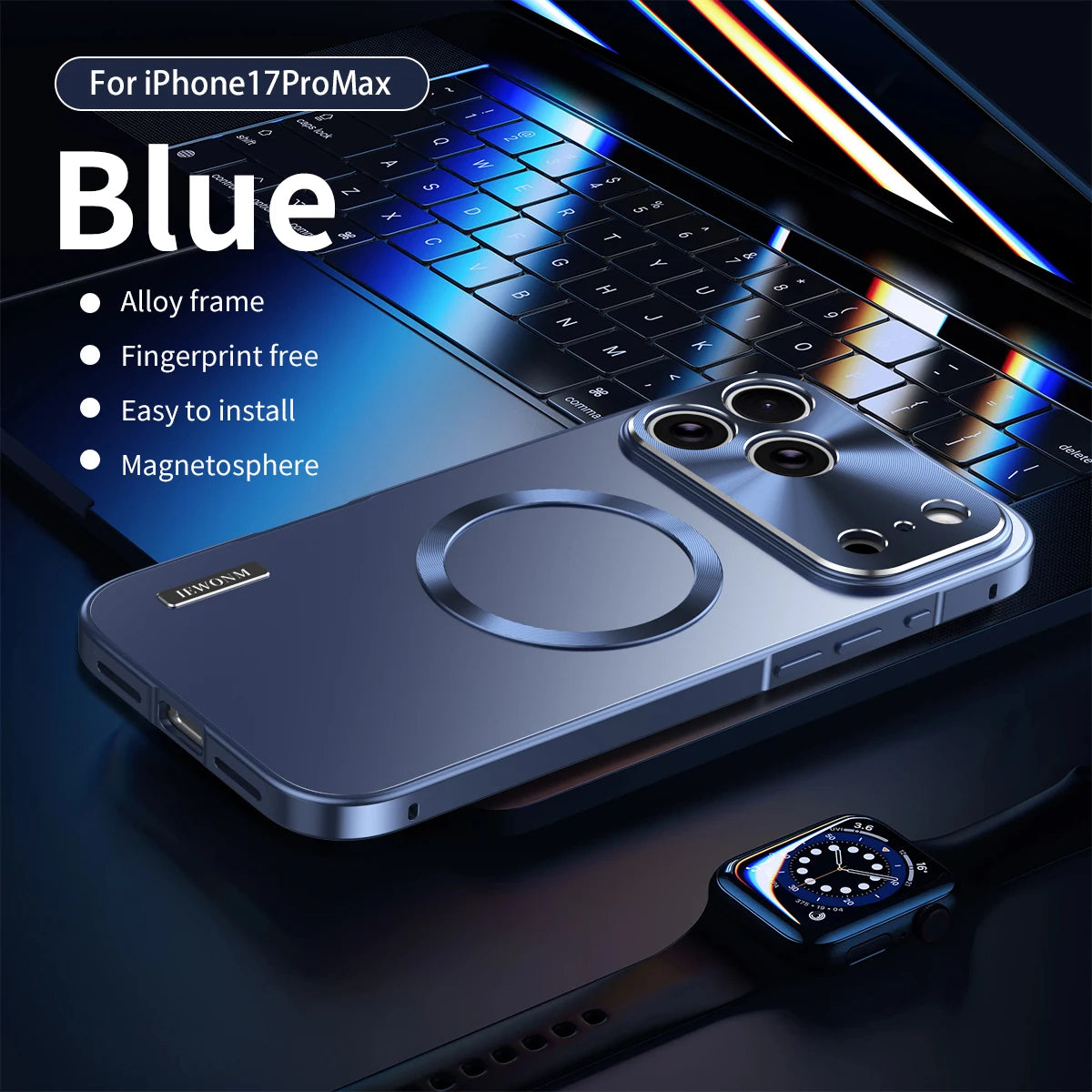 All Aluminum Metal Case for iPhone 17 Pro max Frame Magnetic Suction PC Frosted Backplate Phone Cover  Shockproof Ultra-Thin	